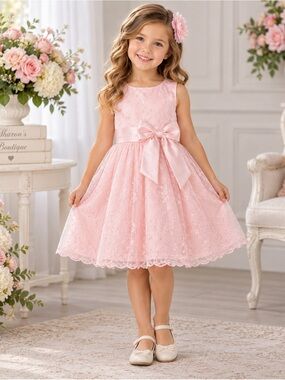 Purple Rose Pink Embroidered Party Dress Satin Bow Size 6 NWT Easter Wedding